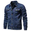 남자 재킷 데님 남성 패션 오토바이 청바지 남성 인과 크기의 대형면 캐주얼 검은 블루 맨 겉옷 코트 220913