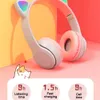 Mignon Cat Earts Bluetooth Casque sans fil avec micro Mic Annulation Kid Girl Stéréo Musique Casque Casquet Téléphone Gift7878967