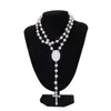 Party Favor 4 colors Sublimation necklace Heat Transfer Pendant Rosary bead Necklace Cross Jesus Metal Pendants SN6569