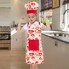 Детский фартук для девочек и мальчика 4 ПК включает фартук для детского шеф -повара для шляпы Mitt Hot Pad для одежды повара Костюм Ролевая игра Red Flower