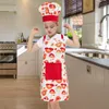 Dzieciowy zestaw fartuchów dla dziewczynki i chłopca 4 komputery zawiera fartuch dla dzieci Chef Hat piekarnik Mitt Hot Pad for Dress Up Chef Costume Rola Kariera Pragnie Red Flower