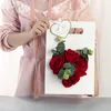 Prezent Wrap kształt serca worka do pakowania papieru z rękojeścią Rose Portable Opakowanie weselne dekoracje