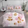 Tessili per la casa Teddy Bear Set di biancheria da letto con motivi floreali Copriletto semplice Federa per bambini Decorazione per camera da letto per adulti