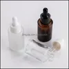 تعبئة زجاجات Office Office School Industrial 30ml Glass Bottle مسطحة شودر شودر فريدة كهربة العنبر مستديرة مصل الزيت العطري مع