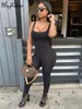 Hugcitar mouwloze holle out solide bodycon jumpsuit zomer dames mode streetwear outfits romper sportkleding 220801