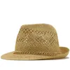 Wide Brim Hats Summer Jazz Women Straw Hat Beach Men Sun Casual Panama Male Cap Rope Patchwork Striped Visor Scot22