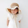 Hair Accessories Children Straw Hat Baby Girl Sun Hats With Lace Bow Beach Bucket Sunbonnet Princess Summer Outdoor Cap For Kids