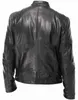 Noir moto hommes vestes en cuir marron veste en cuir hommes Vintage col montant veste Pu Faux cuir tenue L220801