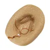 Basker mode ihåligt handgjorda cowboy stråhatt sommar utomhus rese strandhattar unisex solid western sunshade cap fiske vandring hatberet