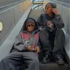 Erkekler Hiphop Hoodie iskelet Sokak Giyim Uzun Kollu Anime Zip Sweatshirts Kadın Mektup Büyük Boy Homme Harajuku Giyim 220816