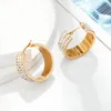 Hoop & Huggie Gold Color Round Rhinestone Drop Earrings Crystal For Women's Luxury Party Shining Dangle Ear Rings Wedding JewelryHoop