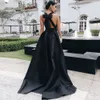 Zroszony Satynowe Długie Suknie Wieczorowe Z Kieszeniem Formalne Suknie Wieczorowe Elegancka Backless Party Dress AvondJurk Blush Różowy Królewski Niebieski Fioletowy