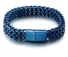 Blu / Nero / Oro / Argento Moda Doppio Figaro Bracciale a catena a maglie per uomo Bracciale in acciaio inossidabile 12mm 8.66 '' Gioielli punk Pesante 64g Peso