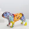 Painting Graffiti English Bulldog Resin Crafts Nordic Home Decoration Creative Wine Cabinet Office Decor Ornament 220329