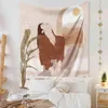 Morandi Art Tobestry Waiting Anime Girl Late Sun Abstract Landscape Boho House Decor Kocet Bohemian Curtains J220804