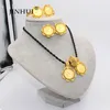 Ethiopian gold jewelry sets 24k Big Coin Pendant Necklace Earring Ring Dubai gifts for women African Eritrea wedding bridal set 220716