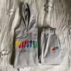 2022 Sweatshirt Trapstar Hoodies Decoding Hooded Sportswear-gray Revolution Medium Men's and Women's Sportswear Suit Set Short Sleeve