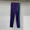 Casual Purple Joggers Sweatpants Men Women Needles Pants Butterfly Embroidery Soft Material Drawstring Zipper Pocket Trousers