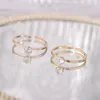 Bagues de fiançailles en diamant et zircone cubique pour femmes, bague en or et en acier inoxydable, bijoux fins à la mode, cadeau