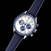 ساعة كلاسيكية ميكانيكية للرجال 42 مم زرقاء النايلون حزام الياقوت مرآة 7750 حركة السيراميك أزياء 007 2022