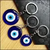 Keychains Fashion Accessories Lucky Turkish Greek Blue Eye Keychain Charm Pendant Gift Fit Jewelry Diy Car Key Chains Ring Hol Dhh14