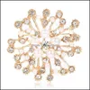 Stift broscher smycken mode imitation pärla strass kristall metall blomma för kvinnor bröllop brud party runda bukett brosch pin drop