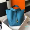 Designer- Fashion Women Handbags Bucket Picotin Cabbage Basket Luxury Honey Wax Line Handbag Real Leather Bag Purse 555
