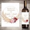 Pampas Grass Design Wine Bottle Wraps Sticker Personalizza etichette Qualsiasi testo Occasione Personalizza Battesimo Compleanno Baby Shower Decor 220613