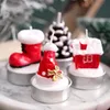 Candela natalizia senza profumo 12 pz/pacco senza fumo Babbo Natale pupazzo di neve regalo calza albero design candela motivo natalizio candele di Capodanno GC1117