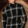 Maglioni da uomo Maglione a collo alto a reticolo Maglione autunno primavera Pullover Tee Patchwork termico Abiti morbidi Maglia Abbigliamento maschile casualUomo