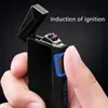 2022 Jobon Electric Lighter Metal Windproof Double Arc 플라즈마 가벼운 USB 배터리 표시기와 충전식 남성 선물