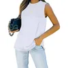 Realfine Summer T Shirts 3036 Crew Neck Cotton Sleeveless Shirts T-Shirts For Women Size S-XL