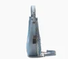 Half Moon Jean Shoulder Chain Bag Women Light Blue Denim Crossbody Handbag Female Stylish Imitation Hand Purse Ladies Daily Tote