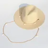 Chaço de designer de aba larga colar de corrente Sun com pérolas para mulheres verão praia dobrável senhoras de moda hat wholesalewide chur22