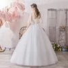Andra bröllopsklänningar elegant o hals halva ärm enkel klänning vacker spets blomma plus storlek upp golvlängd smal prinsessan brud klänning lothe