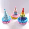 Birthday Party Creative Hat Hot Stamping Paper Plush Ball Caps Children Adult Parties Birthdays Hats Holiday Supplies