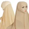 Monocromo perla chiffon donna musulmana Sciarpa da 180-70cm Cappello Cappello