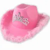 Berretti Corona Cappello da Cowgirl per Donna Ragazza Berretti da Cowboy Occidentali Tiara Rosa Festa in Costume Festa in Piuma Bordo Fedora Berretti Davi22