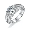 Anneaux Moissanite Rings blanc plaqué 925 Bague de bijoux en argent sterling pour le mariage