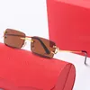 Tasarımcı Güneş Gözlüğü Gözlük Çerçeveleri Erkekler Rimless Red Fashion Sport Spor Güneş Gözlüğü Kadın Renkli Lens Altın Metal Çerçevesiz Vintage Kare Gözlük