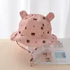 Nuevo sombrero de cubo para bebé con orejas de oso de dibujos animados bonito, gorros de sol para niños y niñas de verano al aire libre, sombreros de pescador para niños pequeños