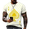 남자 티셔츠 패션 디자이너 디자인 스페이드 프린트 티셔츠 거리 트렌드 레트로 스타일 단축 탑