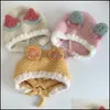 Caps Hats M329 Fruit Cartoon Ear Wool Soft Loop Knitted Hat Infant Baby Kid Warm Children Beanies Boys Girls Drop D Mxhome Dho7B