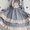 Hstar Cute Women's Lolita OP Dress Flouncing Trim Japanese Harajuku Manches longues Robe victorienne Vestidos gothique lolita cosplay 220418