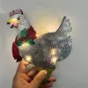 Light-Up Chicken with Scarf Holiday Decoration LED Christmas Outdoor Decorations Metal Ornaments Light Xmas Yard Decorations for Garden Patio Lawn P0721