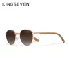 Lunettes de soleil Kingseven Mode polarisée pour hommes femmes à la main en bois naturel lunettes rondes cadre UV400 protection lunettes de soleil 220920