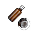 Emballage clair bouteille brune ronde épaule brillant argent couvercle à vis avec bouchon intérieur Portable rechargeable cosmétique emballage conteneur 5 ML 10 ML 15 ML 20 ML 30 ML 50 ML 100 ML