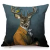 Taie d'oreiller Affiches d'art nordique Style housse de coussin décorative zèbre girafe éléphant cheval mode Animal portant chapeau canapé jeter taie d'oreiller 220623