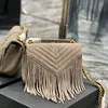 Cadeia de alta qualidade Sacos de envelope de camurça fosco com borla carteiro bolsa de ombro couro de vaca Messenger aba bolsa axilar bolsas femininas y Vintag Clutch