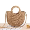 Evening Bags European And American Style Semicircular Straw Woven Bag Beach Crossbody Portable Hand-woven Leisure Fake Female BagEvening